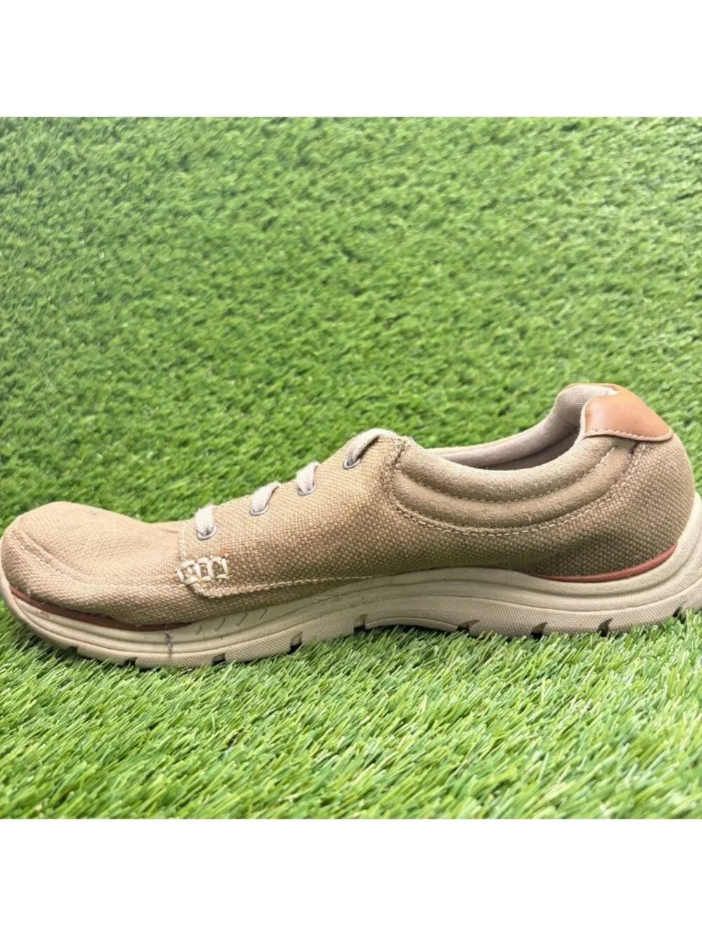 Skechers Expected Orman Mens Size 13 Khaki Casual Walking Lace Up Oxford Shoes